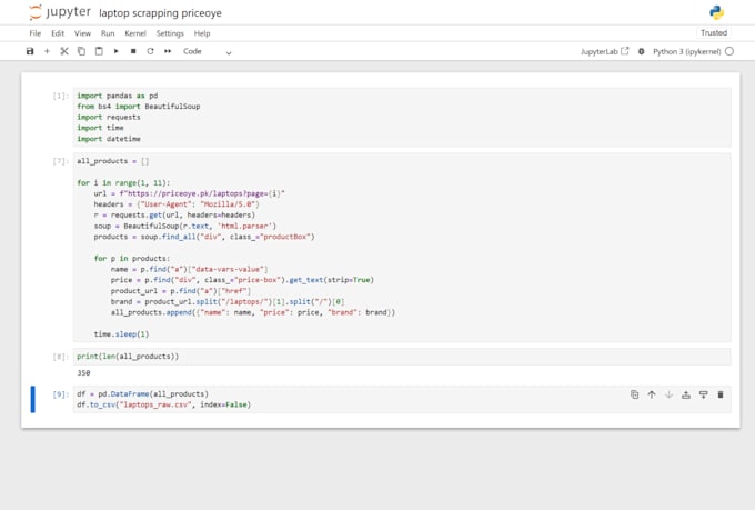 scrape website data, clean it, and provide business analytics
